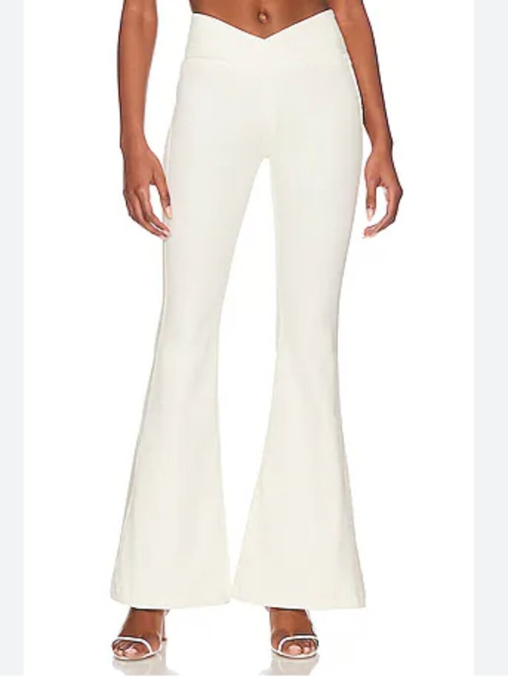 Free People Venice Beach Pull On Flare Jean in Worn White Size 28